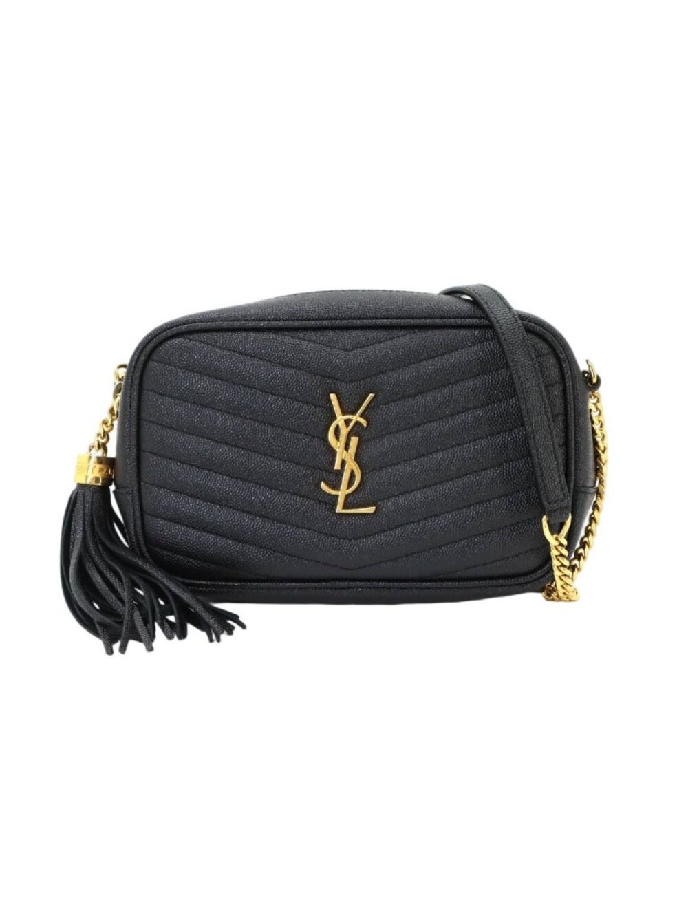 Saint Laurent Lou Chain Shoulder Bag Leather Black